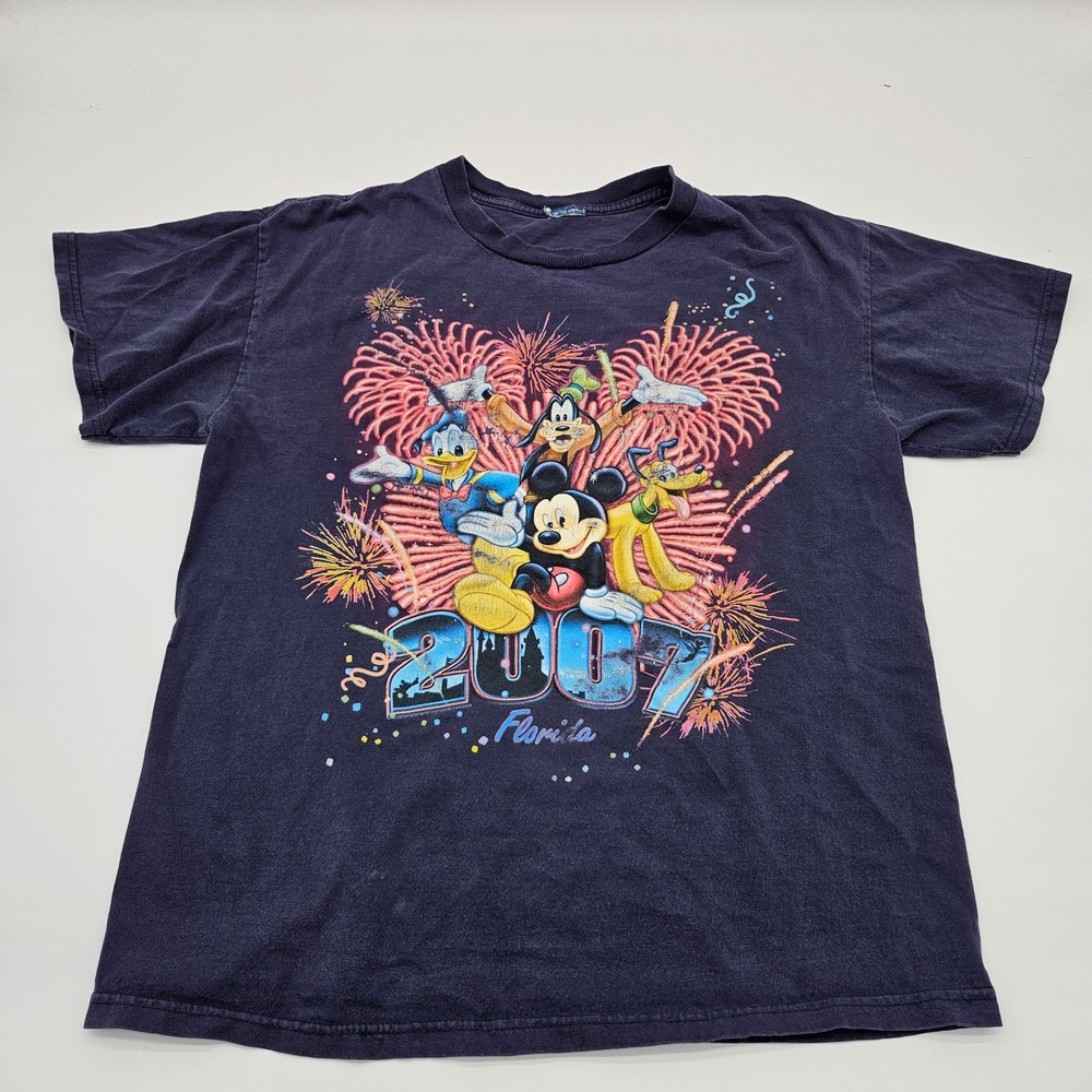 Disney 2007 Florida Fireworks‎ Mickey Mouse Donald Goofy Pluto T Shirt